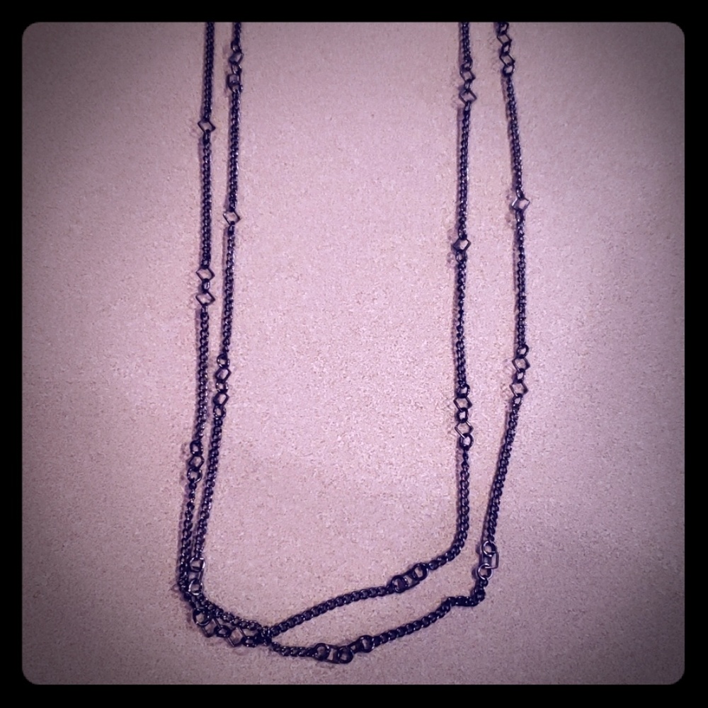 Double black chain necklace
